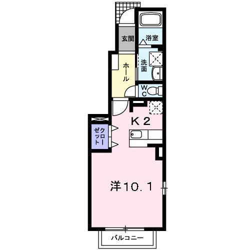 タピオラ(ワンルーム/1階)の間取り写真
