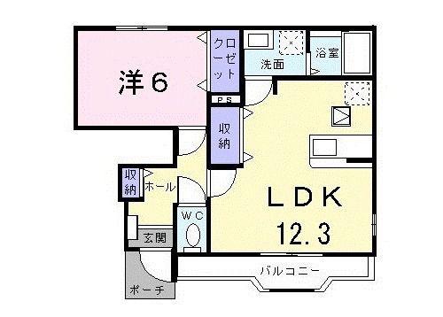 フィオーレA(1LDK/1階)の間取り写真