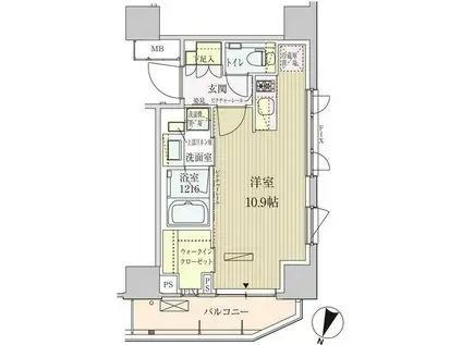 パークアクシス赤坂見附 部屋番号306(ワンルーム/3階)の間取り写真