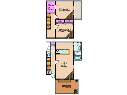 ビコローレ ポスト(2LDK/1階)の間取り写真