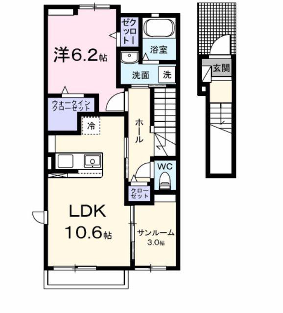 グラース・M(1LDK/2階)の間取り写真