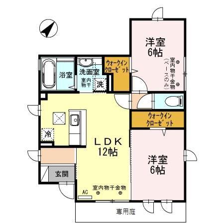 ブラウニー西念(2LDK/1階)の間取り写真