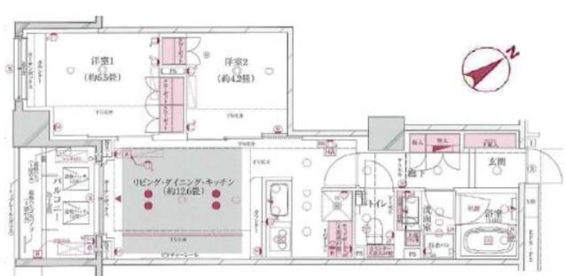目黒区青葉台四丁目マンション(2LDK/2階)の間取り写真