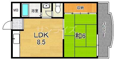 ロイヤルメゾンテル(1LDK/4階)の間取り写真