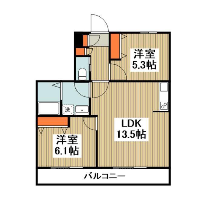 BONBONNIERE DUE(2LDK/1階)の間取り写真