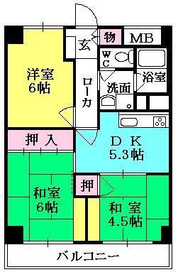 西宮スカイハイツ(3DK/11階)の間取り写真