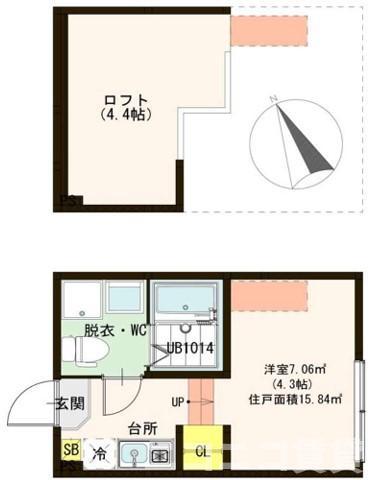 ハーモニーテラス北小岩V(ワンルーム/1階)の間取り写真