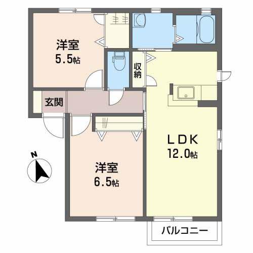シャーメゾン・アーバンライフ B棟(2LDK/2階)の間取り写真