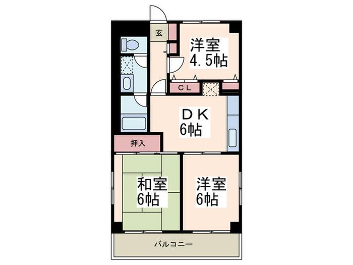 第一カブラキビル(3DK/7階)の間取り写真