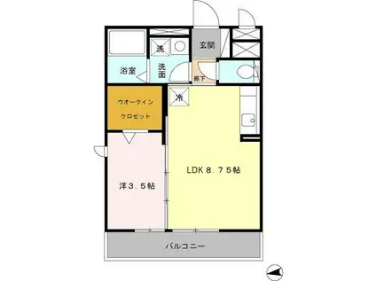 TOWN COURT大岡(1LDK/2階)の間取り写真