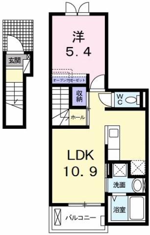 アグレアーブルB(1LDK/2階)の間取り写真