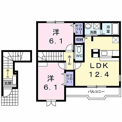 ＪＲ左沢線 西寒河江駅 徒歩25分 2階建 築21年(2LDK/2階)の間取り写真