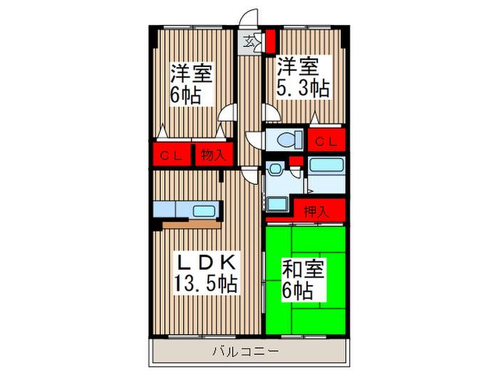 サングリーン戸田公園(3LDK/3階)の間取り写真