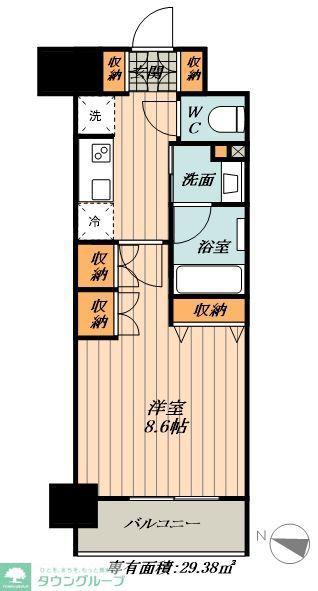 TENAS丸の内(1K/9階)の間取り写真