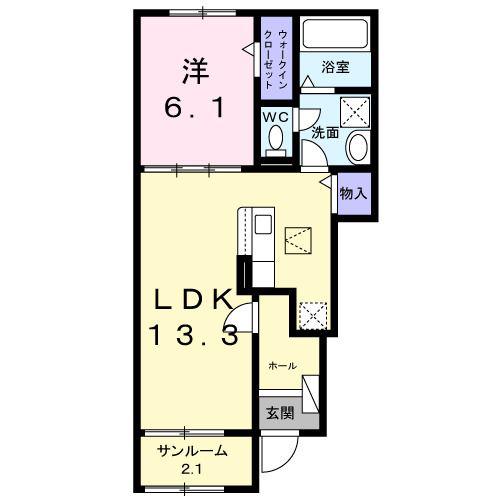 かもしま北町アパート(1LDK/1階)の間取り写真