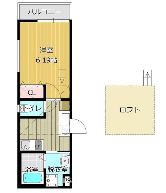 PLAINVIII(1K/2階)の間取り写真