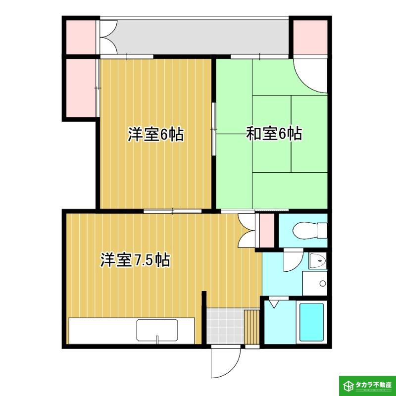 セジュール荏隈(2DK/2階)の間取り写真