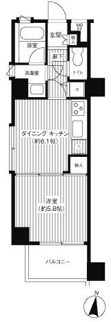 ストンズタウン(1DK/6階)の間取り写真