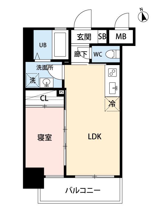 タツミ大橋(1LDK/8階)の間取り写真