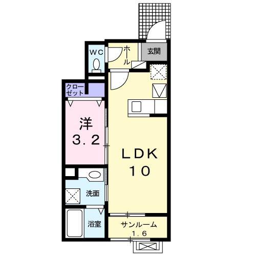 ＪＲ信越本線 加茂駅(新潟) 徒歩13分 2階建 築10年(1LDK/1階)の間取り写真