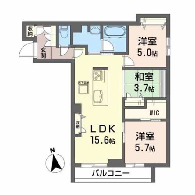 ベレオK美田園(3LDK/1階)の間取り写真