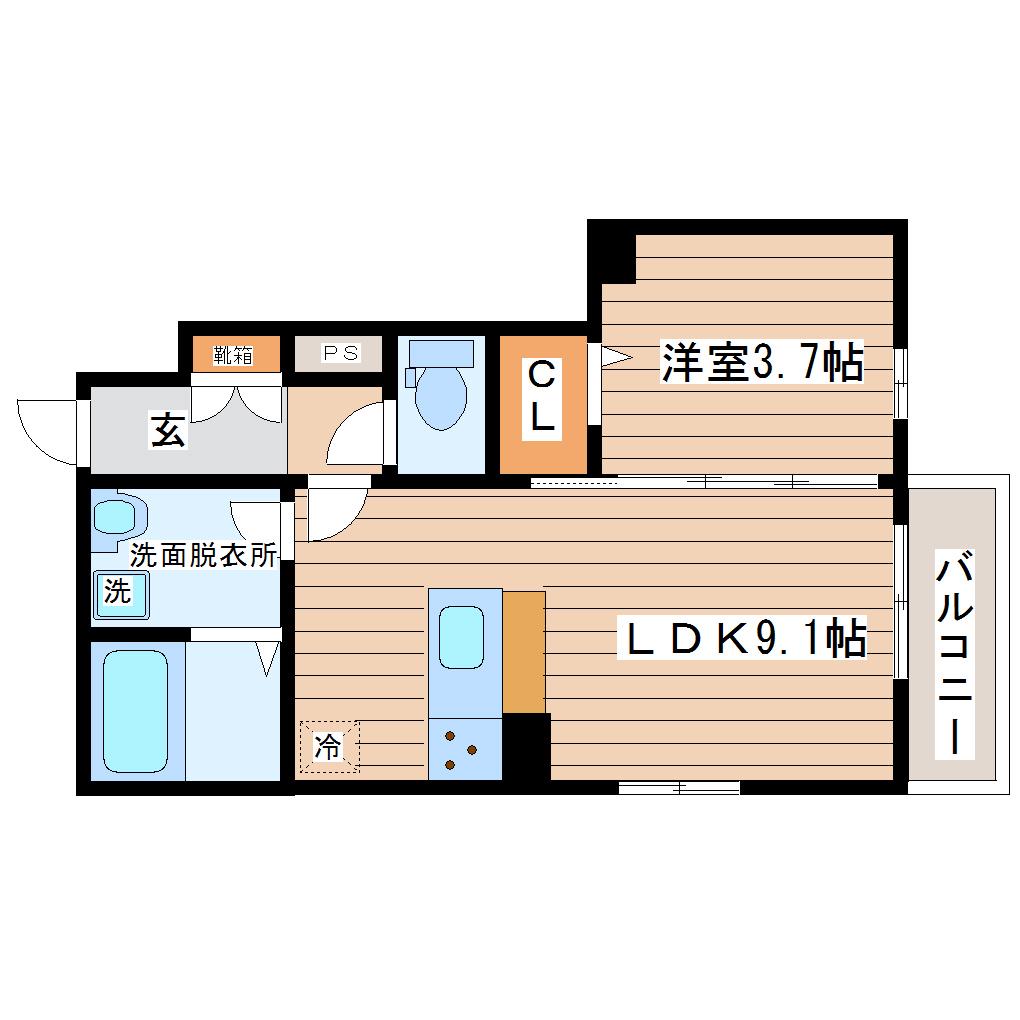 セントレ富沢 II(1LDK/1階)の間取り写真