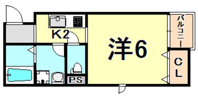 アクシア伊丹(1K/1階)の間取り写真