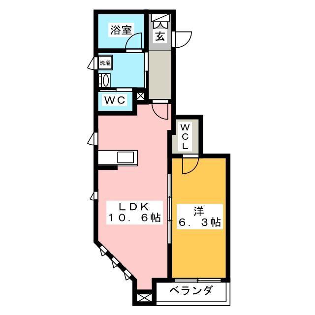 セレニティ(1LDK/2階)の間取り写真