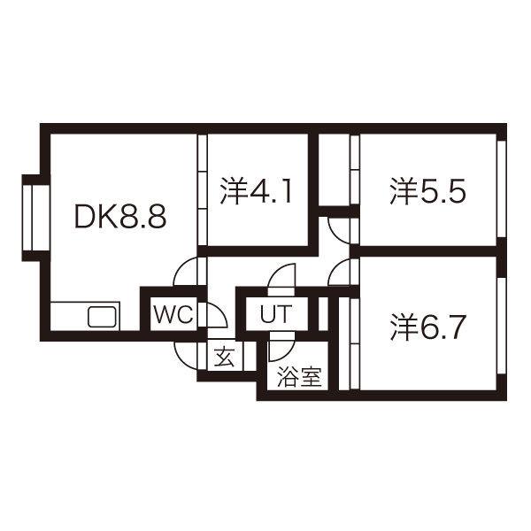 シャルムあをき伏見(3DK/1階)の間取り写真