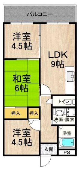 カーサフィオーレ弐番館(3LDK/4階)の間取り写真