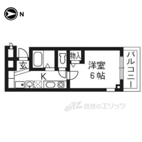 シティコート丸太町(1K/4階)の間取り写真
