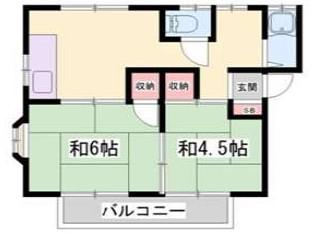 オークハイツ加古川(2DK/1階)の間取り写真