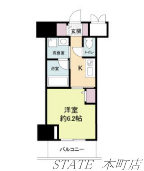 ドゥーエ立売堀(1K/12階)の間取り写真