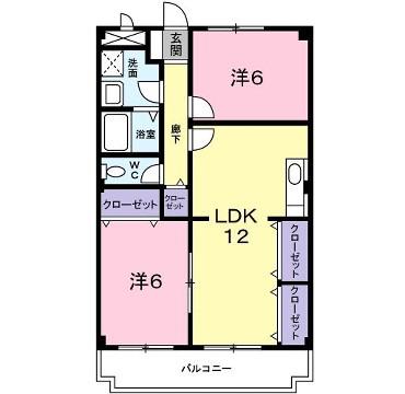 ハイツ山手(2LDK/3階)の間取り写真
