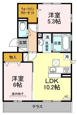 ヴィラフェリオ(2LDK/1階)の間取り写真