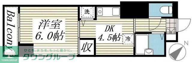 ジュネパレス柏第29(1DK/4階)の間取り写真