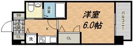 エスリード谷町6丁目(1K/7階)の間取り写真
