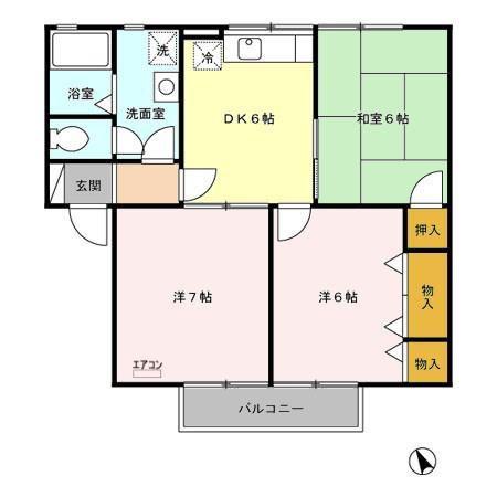 リヴェールコート A/B/C/D/E(3DK/2階)の間取り写真