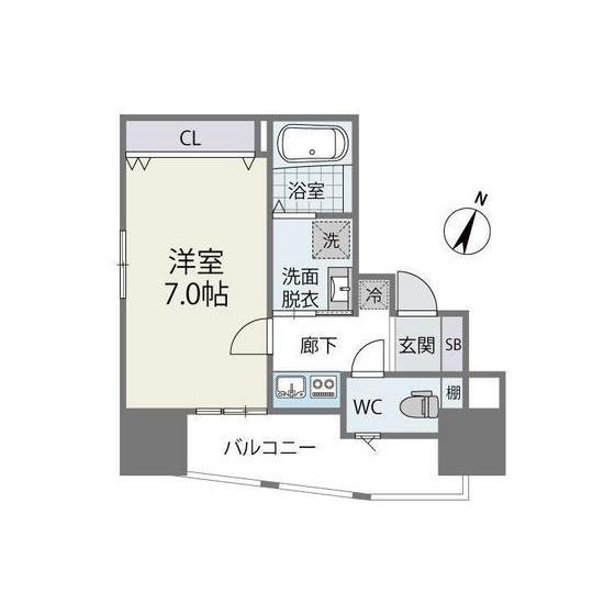 サニークレスト渡辺通(1K/8階)の間取り写真