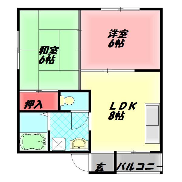 ハイツ梅町(2LDK/2階)の間取り写真