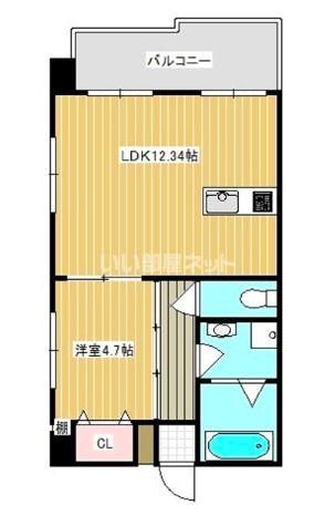 ボーダーサイド上原(1LDK/7階)の間取り写真