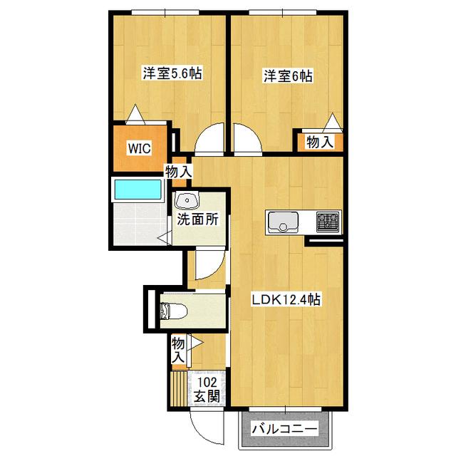 シャーメゾンシュシュ(2LDK/1階)の間取り写真