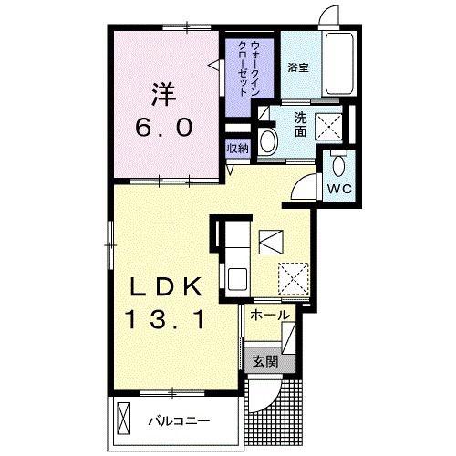 オイコスオニロ田井(1LDK/1階)の間取り写真