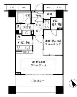 アウルタワー(1LDK/22階)の間取り写真