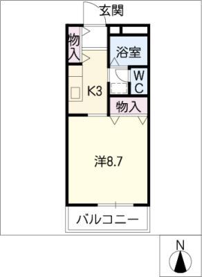 エスポワール月見(1K/2階)の間取り写真