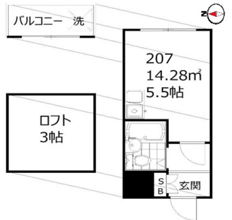 インベスト西中延(ワンルーム/2階)の間取り写真