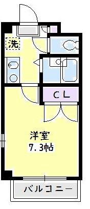 チャンティックモモハマ(1K/3階)の間取り写真