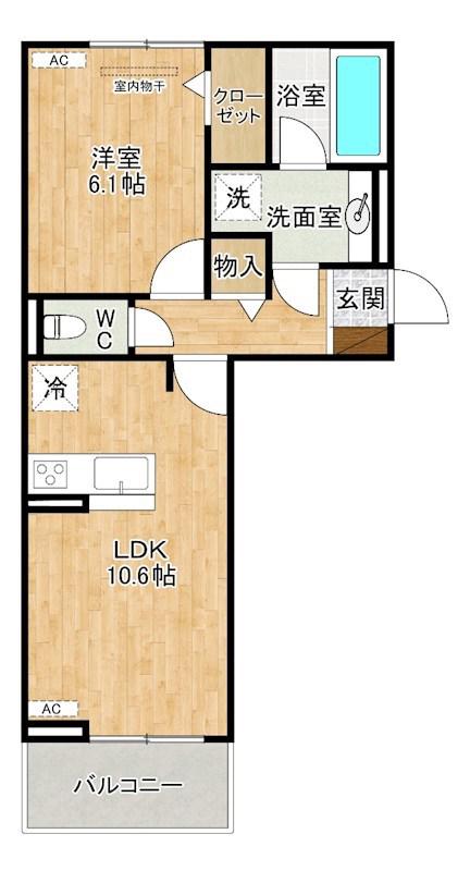 NEST PIECE 原町(1LDK/3階)の間取り写真