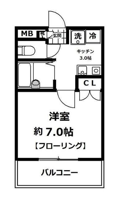 ヤシマメイト片倉(1K/2階)の間取り写真