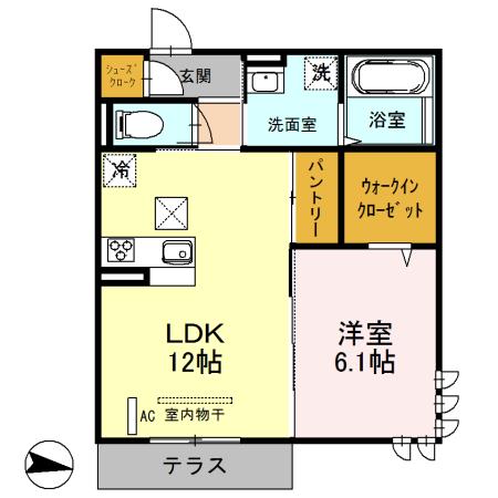 ビーグルテラス B(1LDK/1階)の間取り写真